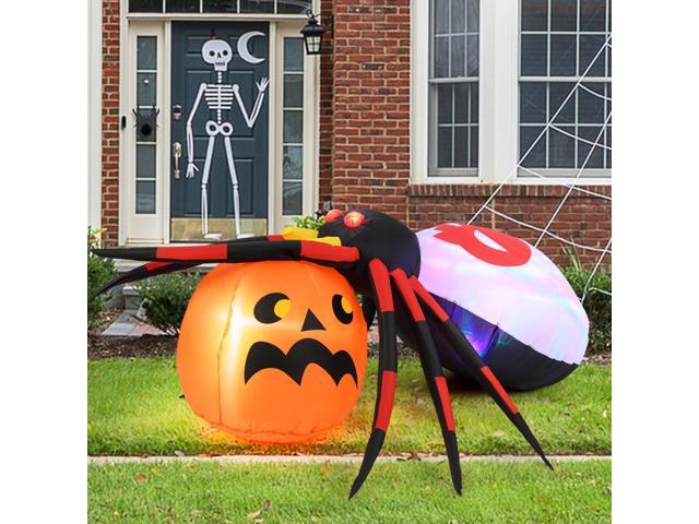 SlickBlue 4.9 x 4.6 Feet Inflatable Spider with Pumpkin and Rotating Light