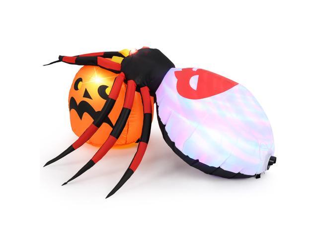 SlickBlue 4.9 x 4.6 Feet Inflatable Spider with Pumpkin and Rotating Light