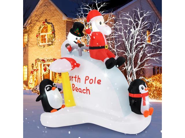 SlickBlue 6 Feet Christmas Inflatable with Blow up Penguins and Santa Decoration