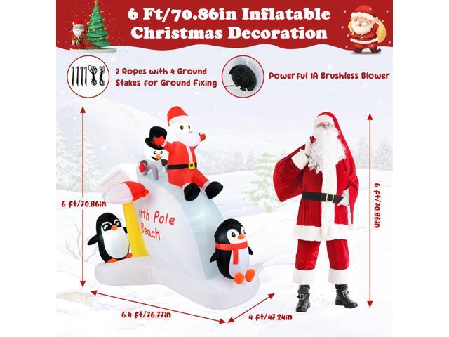 SlickBlue 6 Feet Christmas Inflatable with Blow up Penguins and Santa Decoration
