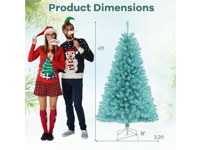 SlickBlue Blue Artificial Christmas Tree with 280 Warm White LED Lights and Foldable Metal Stand-6 FT