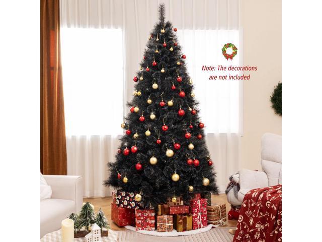 SlickBlue 8 Feet Black Artificial Halloween Christmas Tree with PVC Branch Tips and 450 Cool White LED Lights-L