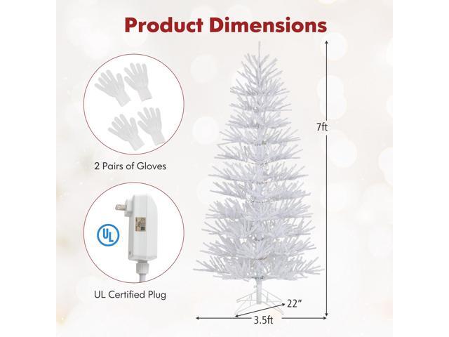 SlickBlue 7 FT Artificial Pre-lit Christmas Tree Hinged Xmas Tree with 820 Coral-like Branch Tips
