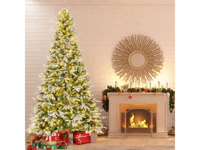 SlickBlue 9 FT Pre-Lit Artificial Christmas Tree with 1871 Tips and 690 Warm-White LED Lights-L