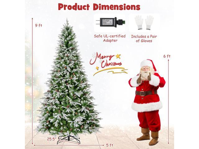 SlickBlue 9 FT Pre-Lit Artificial Christmas Tree with 1871 Tips and 690 Warm-White LED Lights-L