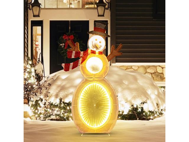 SlickBlue Lighted Snowman with LED Lights and Metal Stand