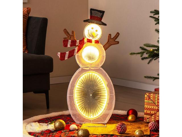 SlickBlue Lighted Snowman with LED Lights and Metal Stand