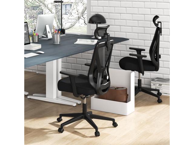 SlickBlue Mesh Ergonomic Office Chair Adjustable Swivel Task Chair with Rocking Backrest-Black