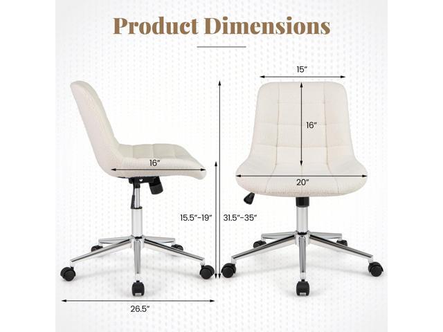 SlickBlue Teddy Fleece Armless Office Chair Makeup Vanity Chair-White