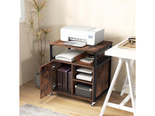 SlickBlue File Cabinet on Wheels with Charging Station and Cable Management Hole-Brown