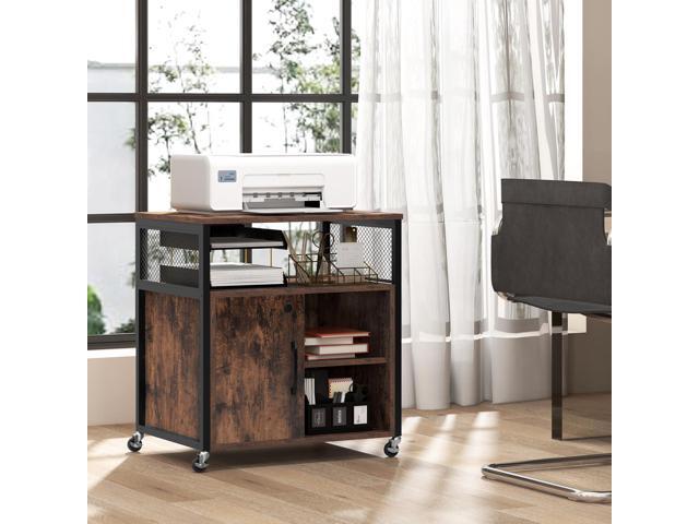 SlickBlue File Cabinet on Wheels with Charging Station and Cable Management Hole-Brown