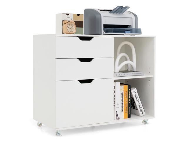 SlickBlue 3-Drawer File Cabinet with Adjustable Shelf and Wheels for Letter-White