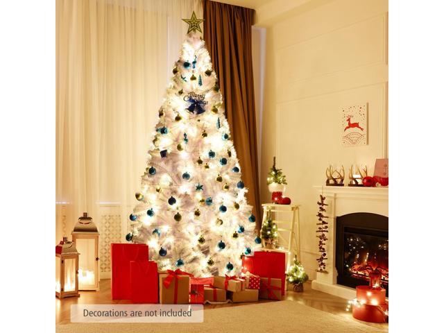 SlickBlue Hinged Artificial Christmas Tree with Metal Stand-7.5 ft