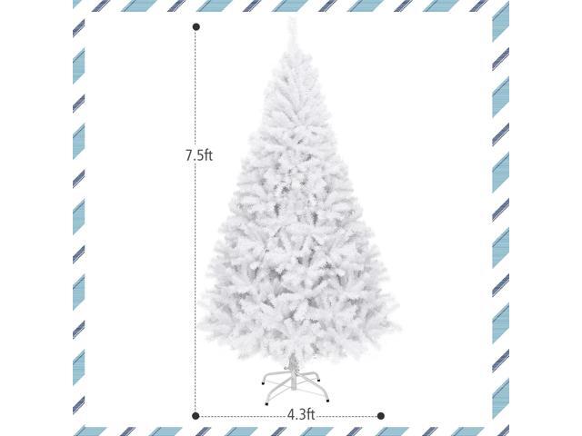 SlickBlue Hinged Artificial Christmas Tree with Metal Stand-7.5 ft