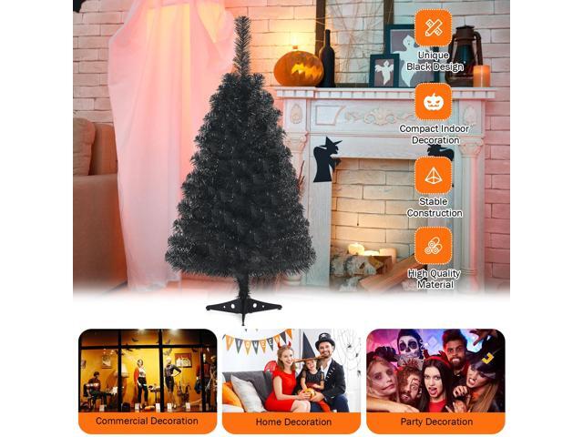 SlickBlue 3 Feet Unlit Artificial Christmas Halloween Mini Tree with Plastic Stand-Black