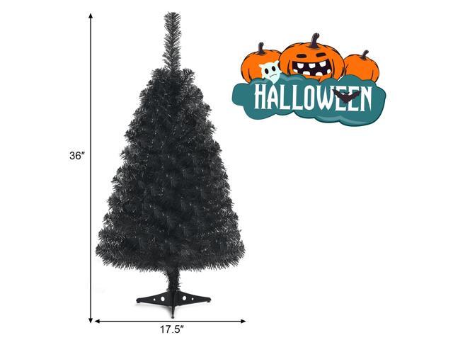 SlickBlue 3 Feet Unlit Artificial Christmas Halloween Mini Tree with Plastic Stand-Black