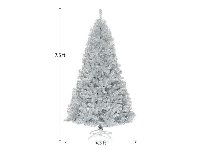 SlickBlue 7.5 Ft Hinged Unlit Artificial Silver Tinsel Christmas Tree