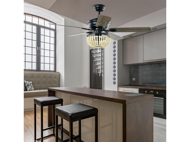 SlickBlue 52 Inch Retro Ceiling Fan Light with Reversible Blades Remote Control-Black