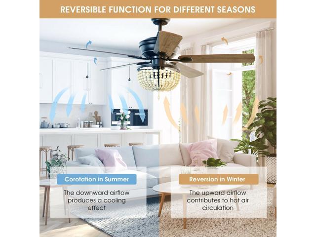 SlickBlue 52 Inch Retro Ceiling Fan Light with Reversible Blades Remote Control-Black