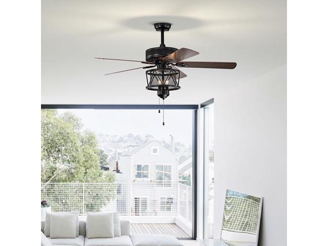 SlickBlue 50 Inches Ceiling Fan with Lights Reversible Blades and Pull Chain Control-Black