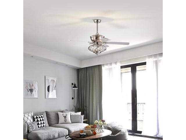 SlickBlue 52 Inches Ceiling Fan with Wooden Blades and Remote Control-Silver