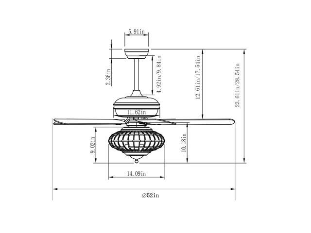 SlickBlue 52 Inches Ceiling Fan with Wooden Blades and Remote Control-Silver
