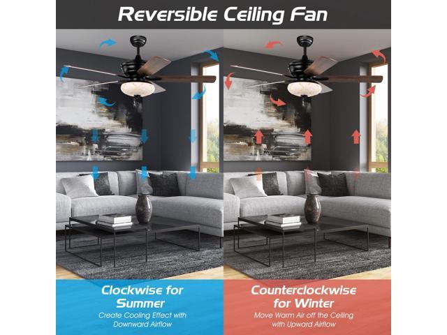 SlickBlue 52 Inch Ceiling Fan with 3 Wind Speeds and 5 Reversible Blades