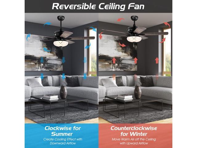 SlickBlue 52 Inch Ceiling Fan with 3 Wind Speeds and 5 Reversible Blades