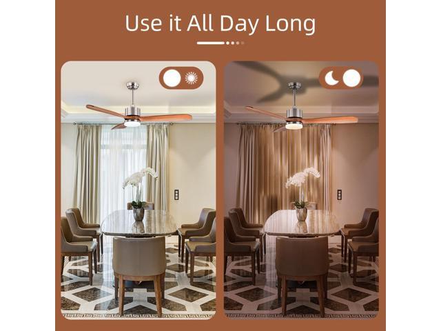 SlickBlue 52 Inch Reversible Ceiling Fan with LED Light and Adjustable Temperature-Silver