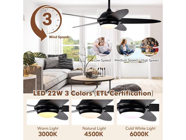 SlickBlue 52 Inch Ceiling Fan with Lights and 3 Lighting Colors