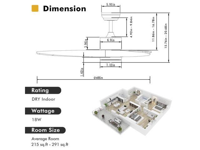 SlickBlue 48 Inch Wood Ceiling Fan with LED Lights and 6 Speed Levels