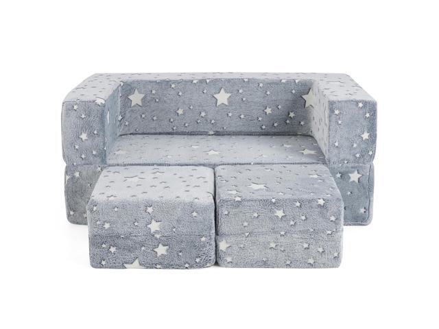 SlickBlue 2 Seater Kids Play Couch with Removable and Machine Washable Flannel Cover