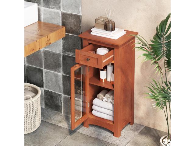 SlickBlue Bathroom Freestanding Storage Cabinet with Single Glass Door
