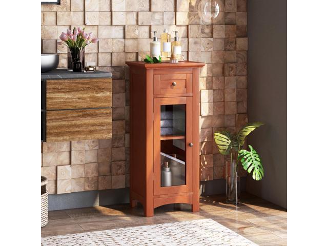 SlickBlue Bathroom Freestanding Storage Cabinet with Single Glass Door