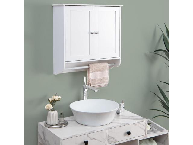 SlickBlue Wall Mounted Bathroom Storage Medicine Cabinet with Towel Bar