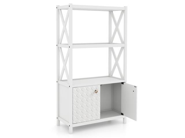 SlickBlue Bathroom Storage Cabinet with Open Shelves and Double Doors