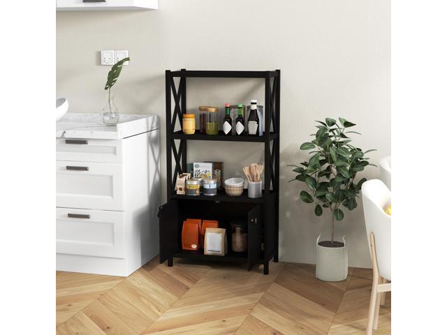 SlickBlue Bathroom Storage Cabinet with Open Shelves and Double Doors