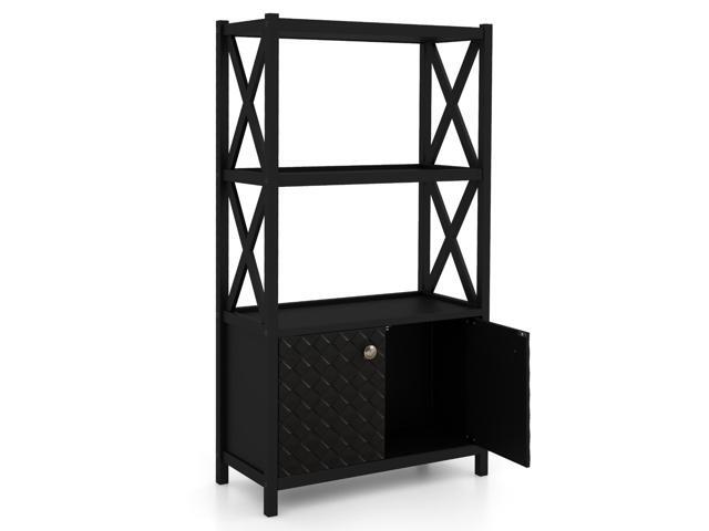 SlickBlue Bathroom Storage Cabinet with Open Shelves and Double Doors
