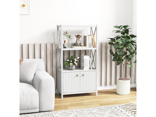 SlickBlue Bathroom Storage Cabinet with Open Shelves and Double Doors