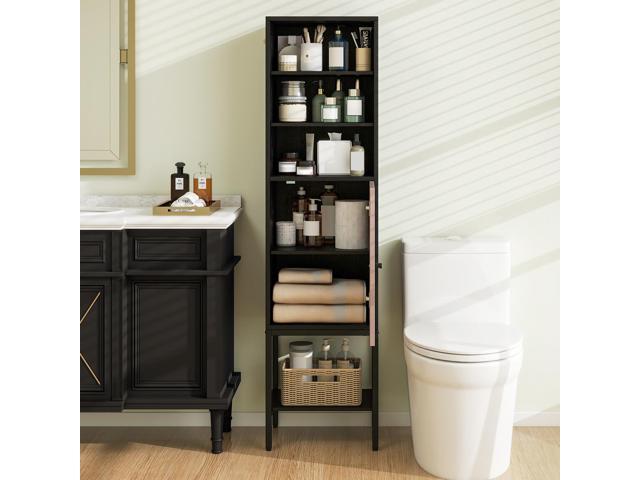 SlickBlue Bathroom Tall Cabinet with 1 Door and 4 Shelves Narrow Storage Unit