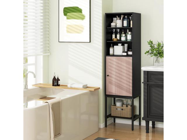 SlickBlue Bathroom Tall Cabinet with 1 Door and 4 Shelves Narrow Storage Unit