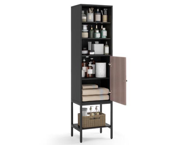 SlickBlue Bathroom Tall Cabinet with 1 Door and 4 Shelves Narrow Storage Unit