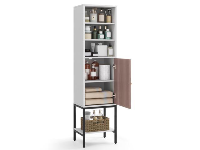 SlickBlue Bathroom Tall Cabinet with 1 Door and 4 Shelves Narrow Storage Unit