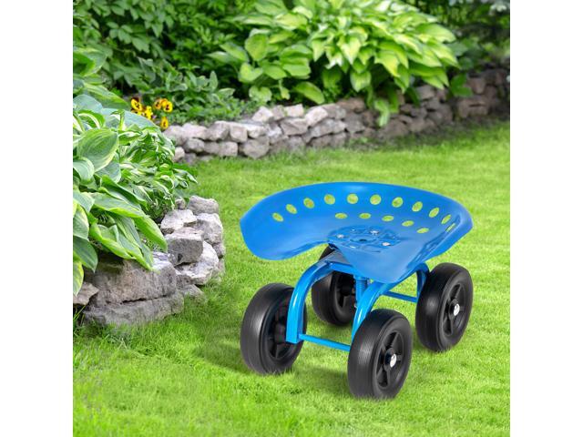 SlickBlue Garden Rolling Workseat with 360° Swivel Seat and Adjustable Height
