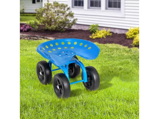 SlickBlue Garden Rolling Workseat with 360° Swivel Seat and Adjustable Height