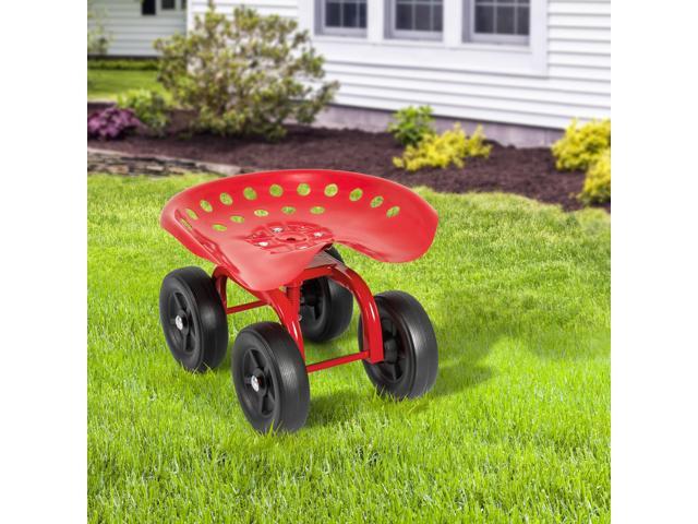 SlickBlue Garden Rolling Workseat with 360° Swivel Seat and Adjustable Height