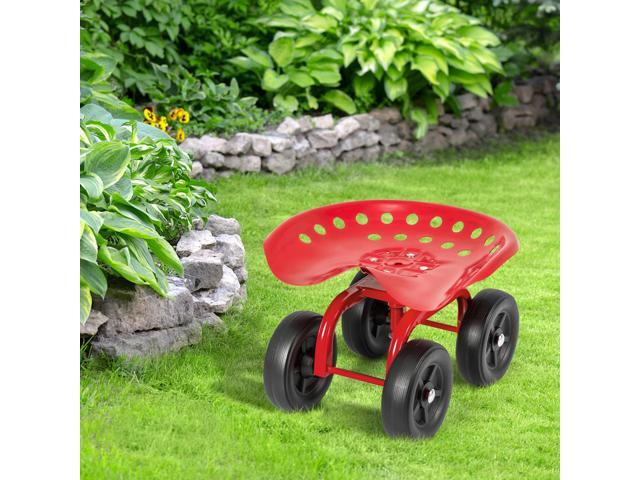 SlickBlue Garden Rolling Workseat with 360° Swivel Seat and Adjustable Height