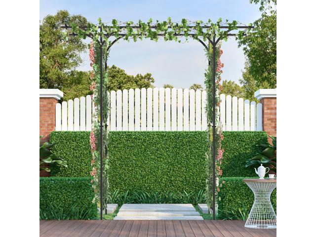 SlickBlue 6.8 Feet Garden Arbor with Trellises for Climbing Plant Vine Rose