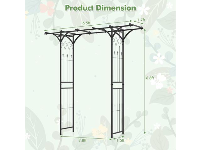 SlickBlue 6.8 Feet Garden Arbor with Trellises for Climbing Plant Vine Rose