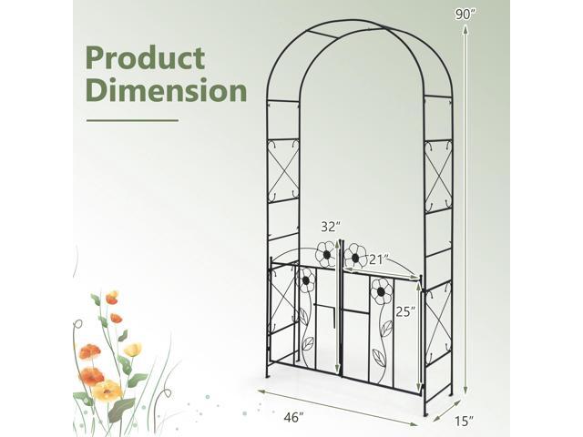SlickBlue 2 in 1 Garden Arbor with Door and Latch for Outdoor Lawn-Black